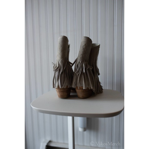 Free People Lawless Fringe Western Boots Size 39 Bone - Picture 4 of 6